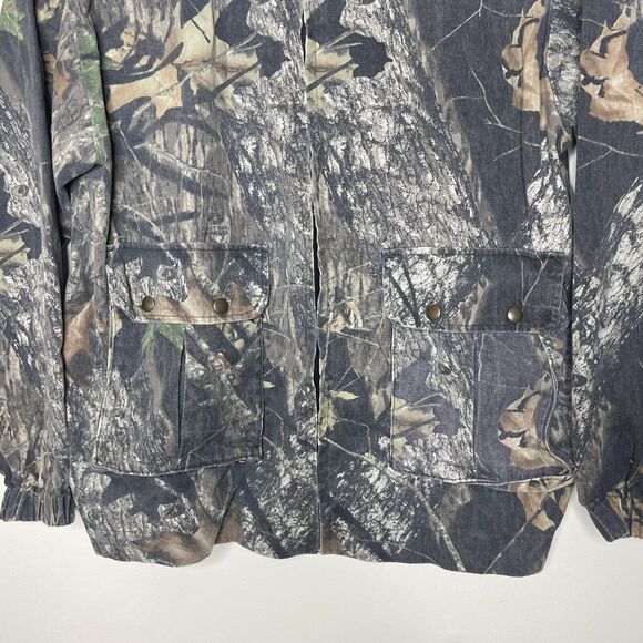 Vtg NO TRACE Men's Mossy Oak Break Up Camo‎ Bomber Utility Jacket Hunting Sz L - Picture 2 of 6